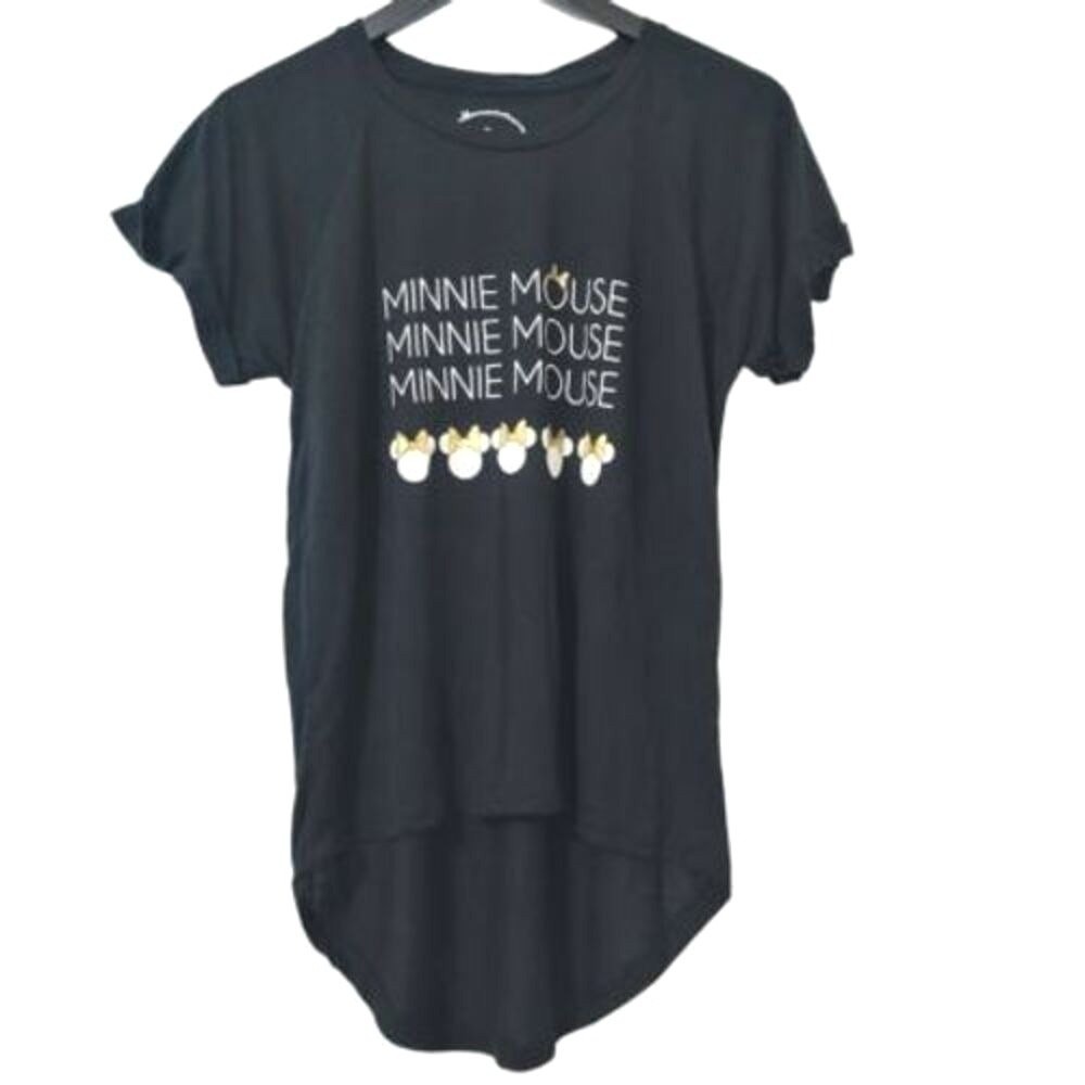 Disney Black T-Shirt Minnie Mouse Juniors Graphic Short Sleeve Crew Neck S